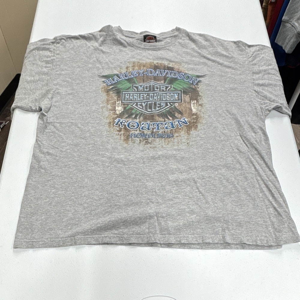 Vintage Harley-Davidson Roatan Honduras Gray Graphic T-Shirt Size 2XL